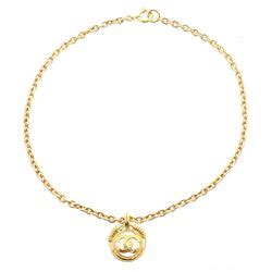 chanel gold chain link cc round drop pendant necklace 94p|chanel necklace price.